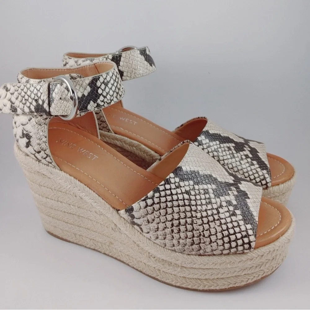 Ninewest Snakeskin Print Wedge Platform Sandal